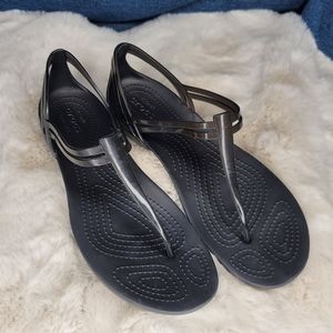 Crocs Isabella T-Strap Sandals Iconic Black W10